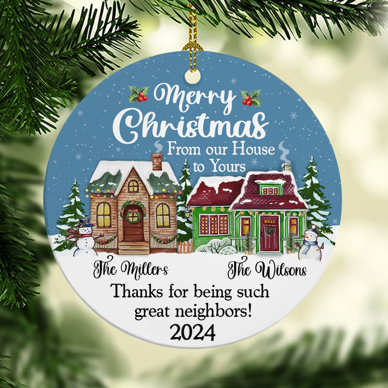 Merry Christmas From our House to Yours, Personalized Christmas Ornaments, Custom Holiday Decoration