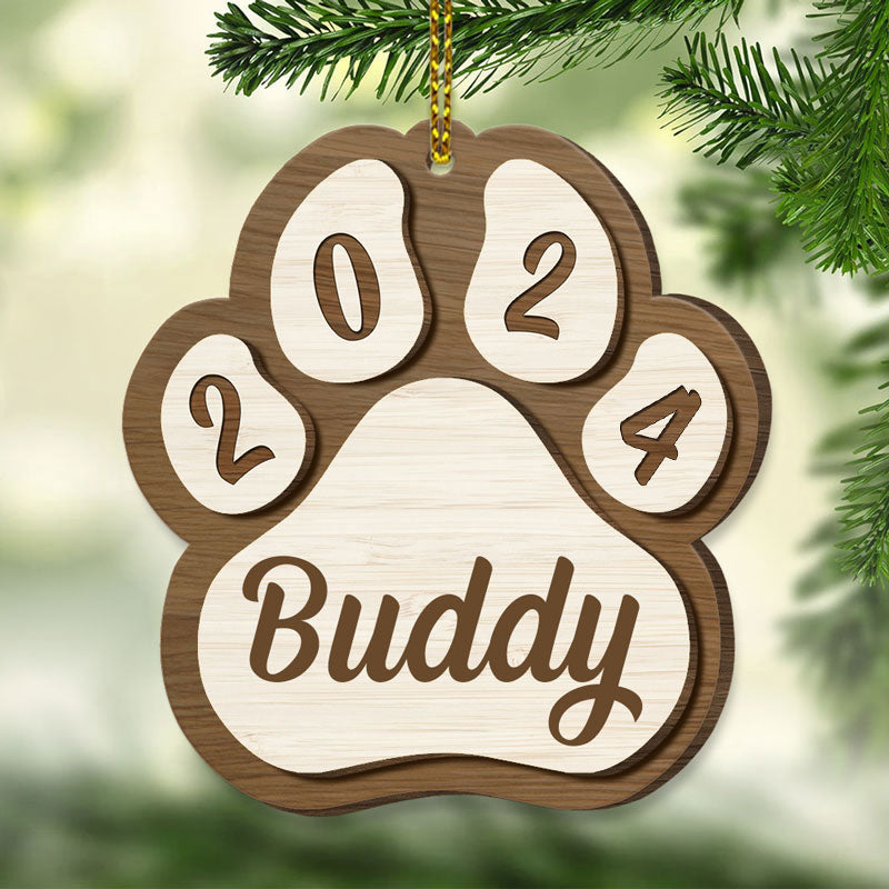 Pet Paw Ornament, Christmas Shaped Ornament, Custom Gift for Pet Lovers