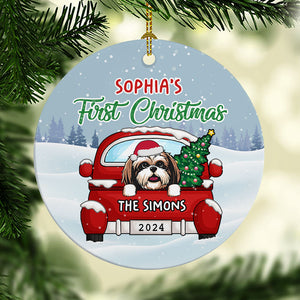 First Christmas Ornaments, Personalized Circle Ornaments, Custom Gift for Dog Lovers