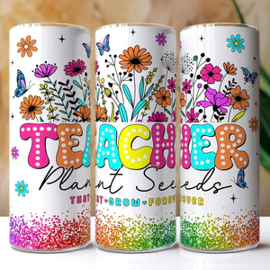 Personalized Teacher Groovy 3D Inflated Teacher Plants Seed Tumbler 20oz Back to School 2024