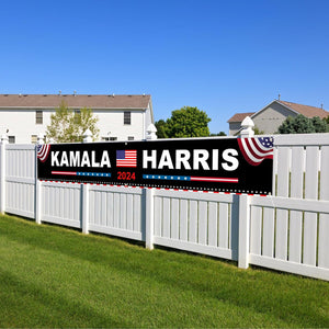 Kamala Harris for the People President Banner, Black Banner Gift For Kamala Harris Supporters, Election 2024