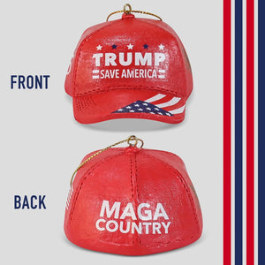 Save America Trump Red Cap Ornament, Christmas Ornaments, Election 2024