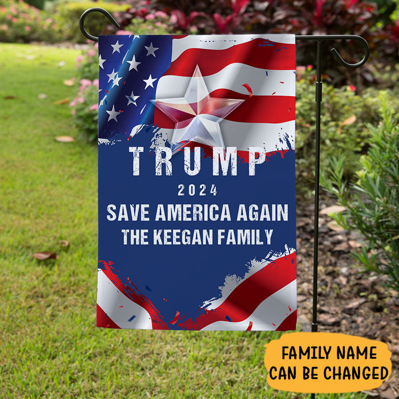 Save America Again Star Trump 2024, Personalized Garden Flag, Home Decoration, Election 2024