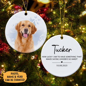 Saying Goodbye So Hard, Personalized Ornaments 2 Sides, Memorial Gift For Loss Of Pets, Custom Photo