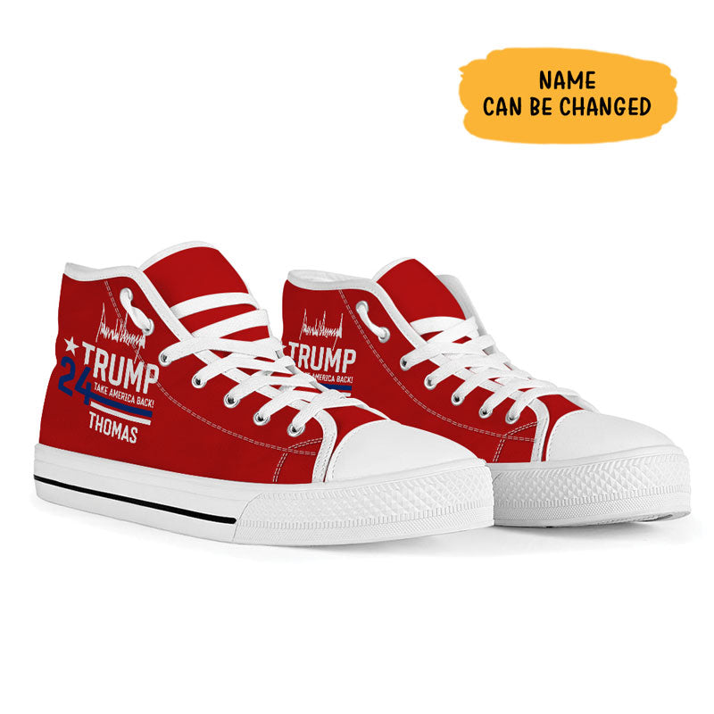 Take America Back Trump 24 Signature High Top Shoes, Personalized Sneakers, Gift For Trump Fans, Election 2024