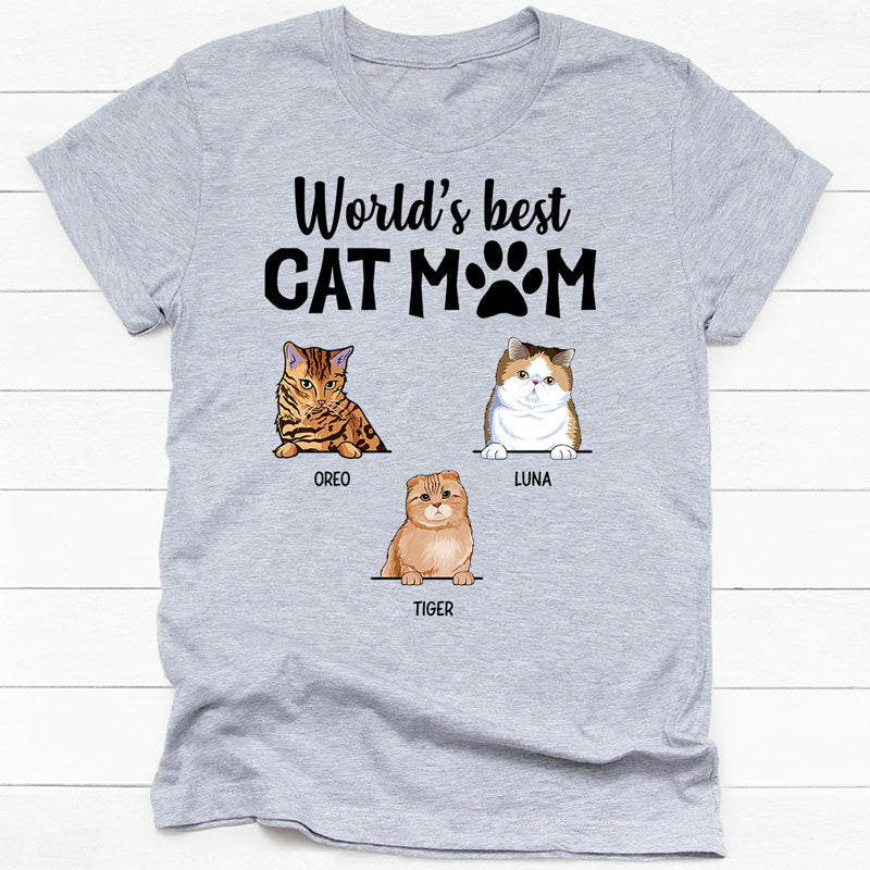 World's Best Cat Mom, Custom Shirt, Personalized Gifts for Cat Lovers