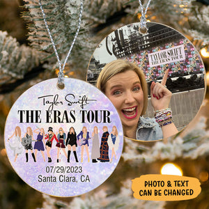 Eras Tour Ornament V3, Personalized Circle Ornaments 2 Sides, Custom Photo