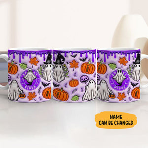 Purple Spooky Vibes 3D Inflated, Personalized Full Wrap Mug, Halloween Gifts