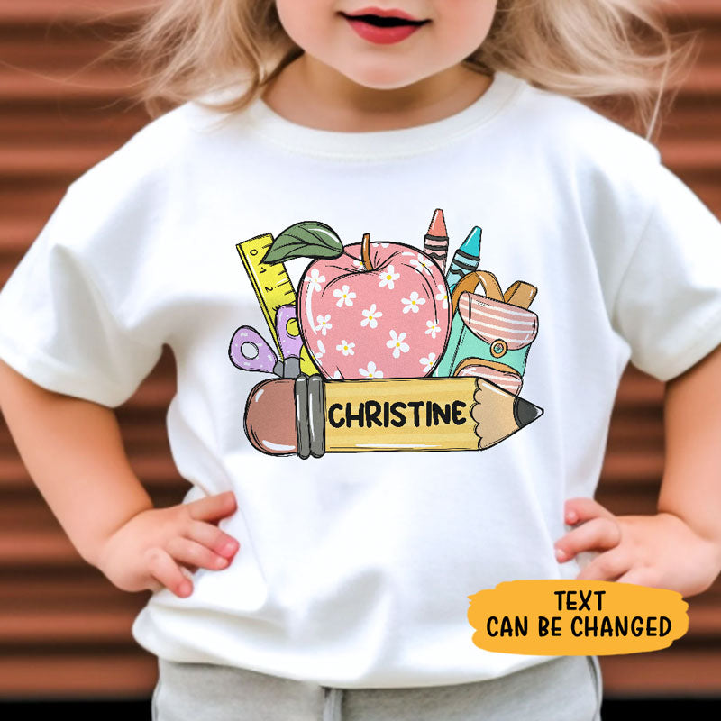 Back To School Apple, Groovy Pencil, Personalized Shirt, Gifts For Boy And Girl