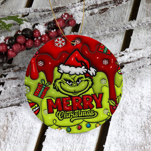 Merry Christmas Grinch Ornament, 3D Inflated Christmas Ornament, Trendy Ornament, Gift For Family