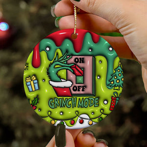 On Off Grinch Ornament, 3D Inflated Christmas Ornament, Grinch Ornament, Gift For Family