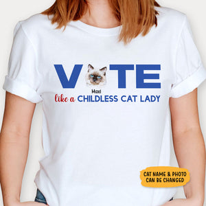 Vote Like A Childless Cat Lady, Personalized Shirt, Gifts For Cat Lovers, Election 2024