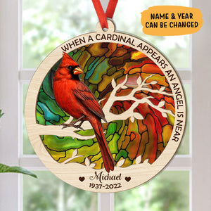 When A Cardinal Appears, Personalized Suncatcher Ornament, Car Hanger Memorial Gifts