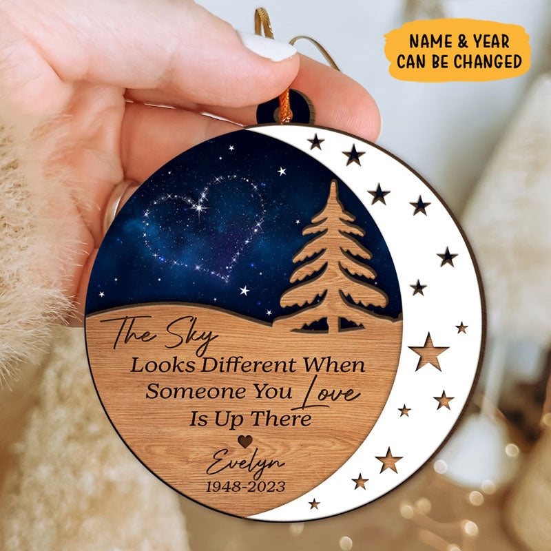 The Sky Looks Different, Personalized 2 Layers Ornament, Memorial Gift For Loss Of Loved One