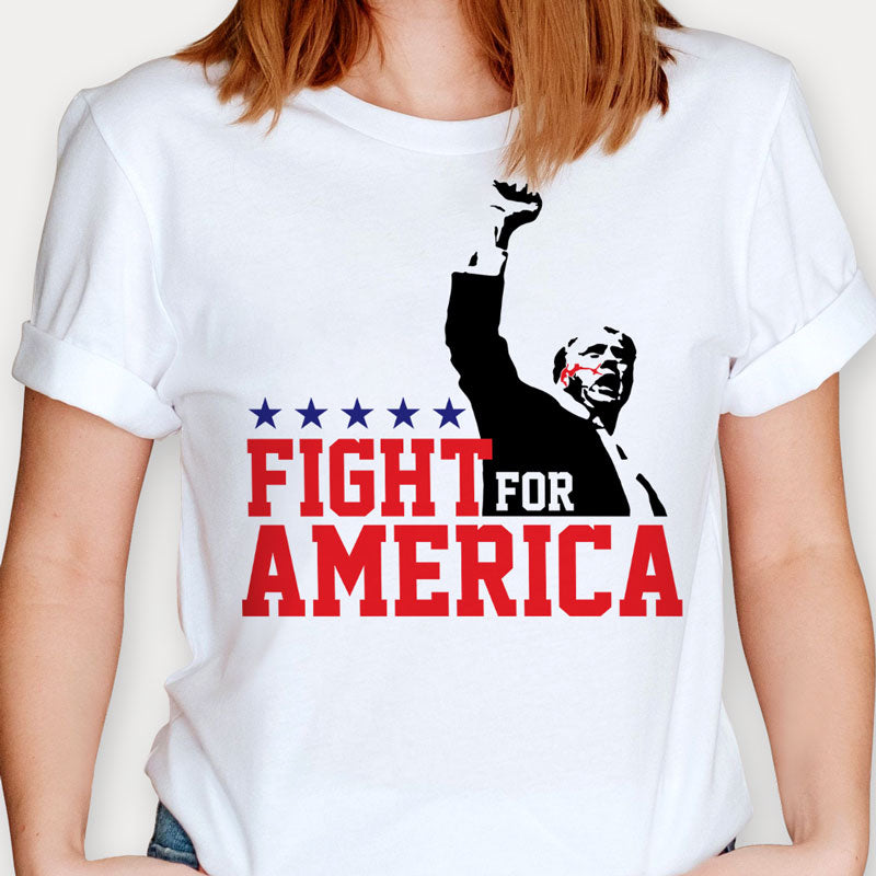 Trump Fight For America, Trump Shot Light Shirt, Election 2024