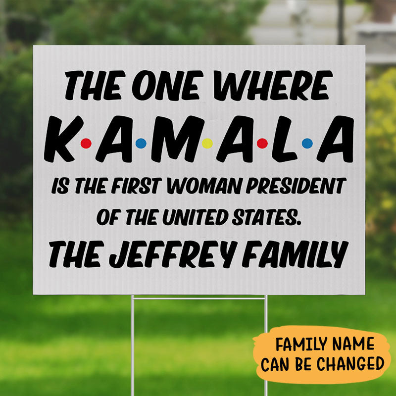 First Woman President Kamala Harris, Personalized Yard Sign, Election 2024