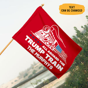 All Aboard The Trump Train, Personalized House Flag, Home Decoration, Election 2024