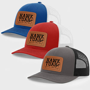 Hawk Tuah Spit On That Thang Trending Hat, Personalized Trucker Leather Patch Hat, Election 2024