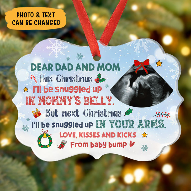 I'll Be Snuggled Up In Your Arms, Personalized Shape Ornaments, Custom Photo