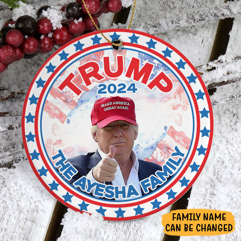 Make America Great Again Trump Picture US Stars, Personalized Ornaments, Trump Ornament, Election 2024