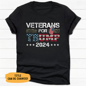 Dad Grandpa Veterans For Trump 2024 American Flag, Personalized Shirt, Gifts For Dad, Gift For Grandpa, Election 2024