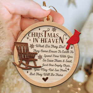 Christmas In Heaven Cardinal, Christmas 2 Layers Wooden Ornament, Memorial Gift