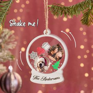 Family Photo Snowball, Personalized 3 Layers Shaker Ornament, Custom Photo