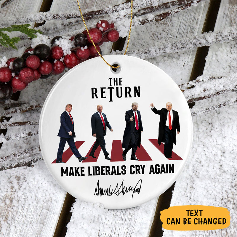 The Return Trump Walking, Personalized Ornaments, Trump Ornaments, Election 2024