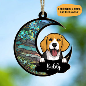 Peeking Dog Suncatcher, Personalized Suncatcher Ornament, Car Hanger