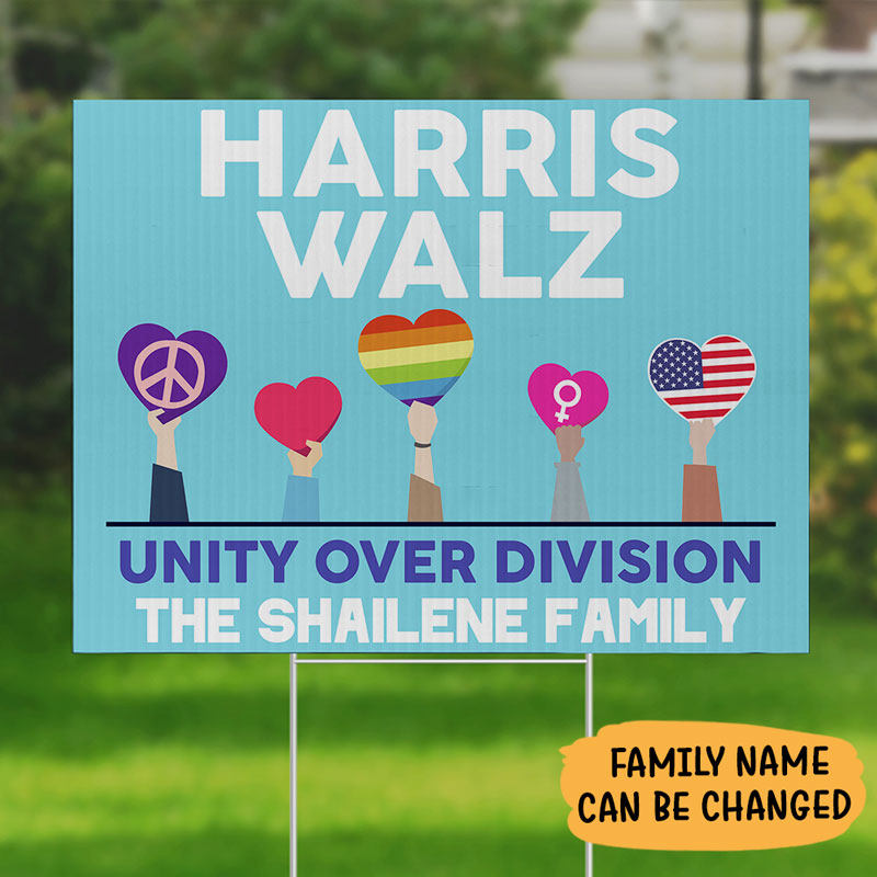 Harris Walz Unity Over Division, Personalized Yard Sign, Gift For Kamala Harris Supporters, Election 2024