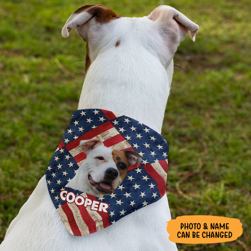 Patriotic Dog Bandana, Personalized Bandana, Custom Gifts For Dog, Custom Photo