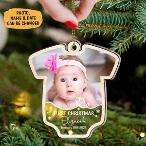 First Christmas Baby Onesie, Personalized Acrylic Shape Ornament, Baby Ornaments, New Born Gift, Custom Photo