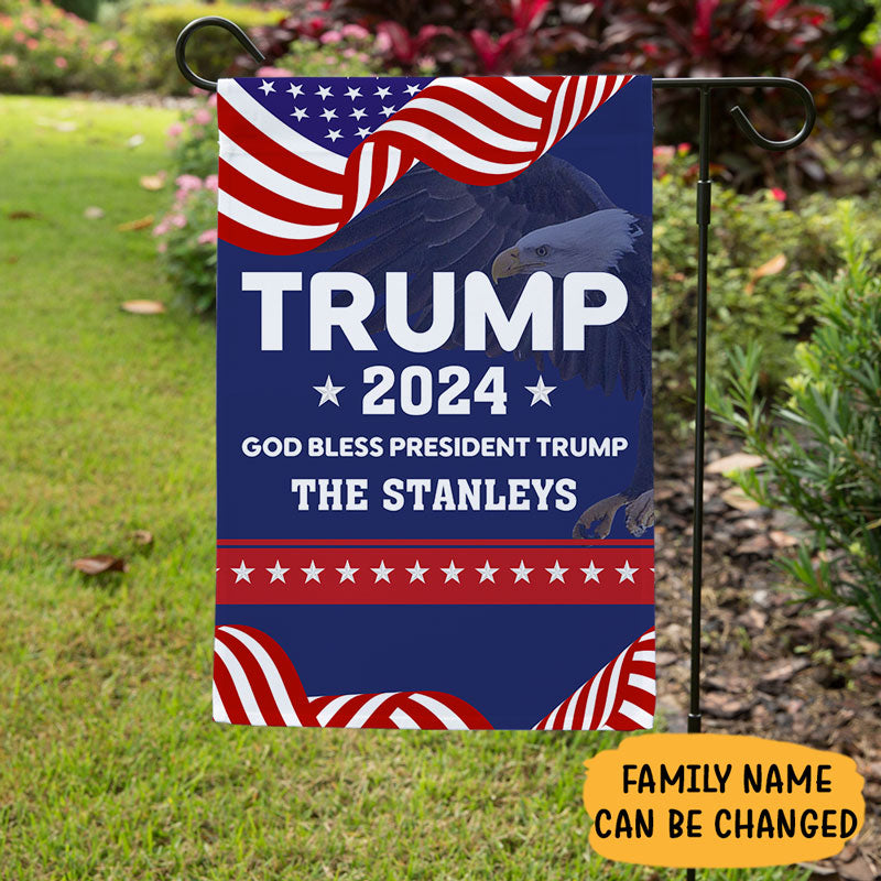 God Bless President Trump 2024, Personalized Garden Flag, Home Decoration, Election 2024