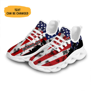 US Flag Military Trump MaxSoul Shoes, Personalized Sneakers, Gift For Trump Fans, Election 2024