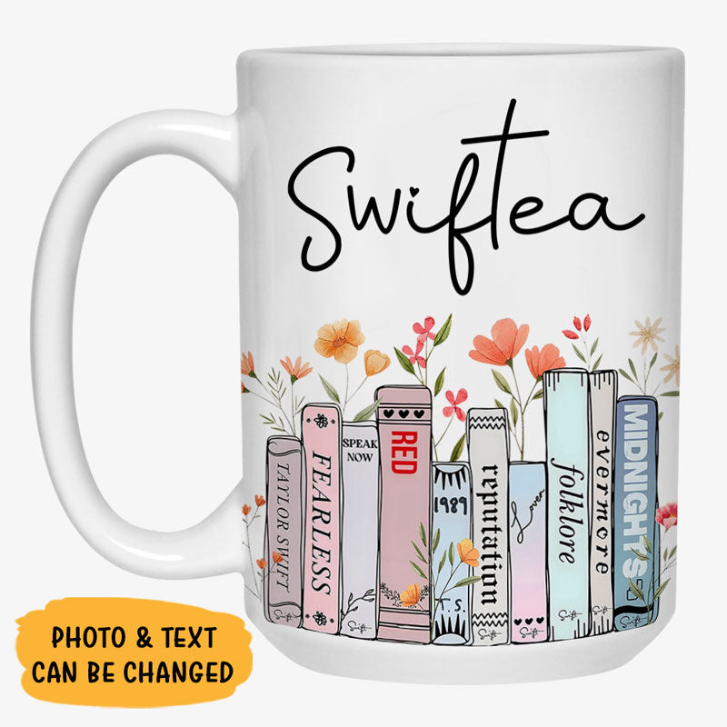 Swiftea Floral Album As Book, Personalized Accent Mug, Custom Photo