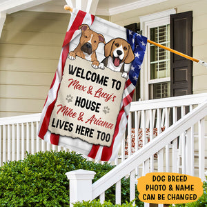 Welcome To The Dog House, Personalized House Flags, Decoration For Dog Lovers, Custom Photo