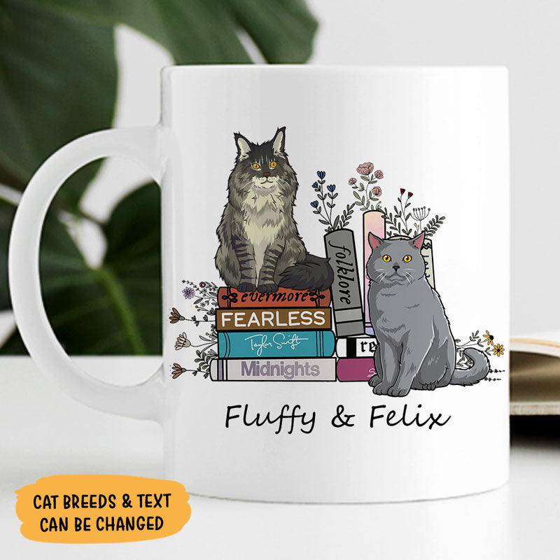 Cat Version Floral Music Album, Personalized Accent Mug, Gift For Cat Lovers