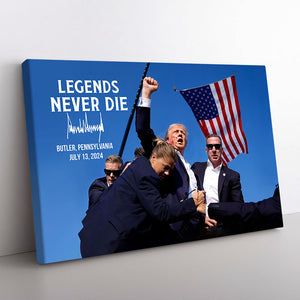 Legend Never Die Trump Assassination, Trump Shot Picture Frame, Election 2024