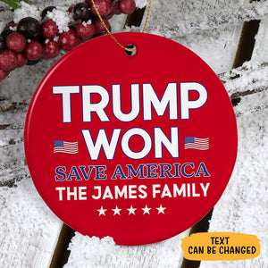 Trump Won Save America, Personalized Ornaments, Trump Ornament, Election 2024