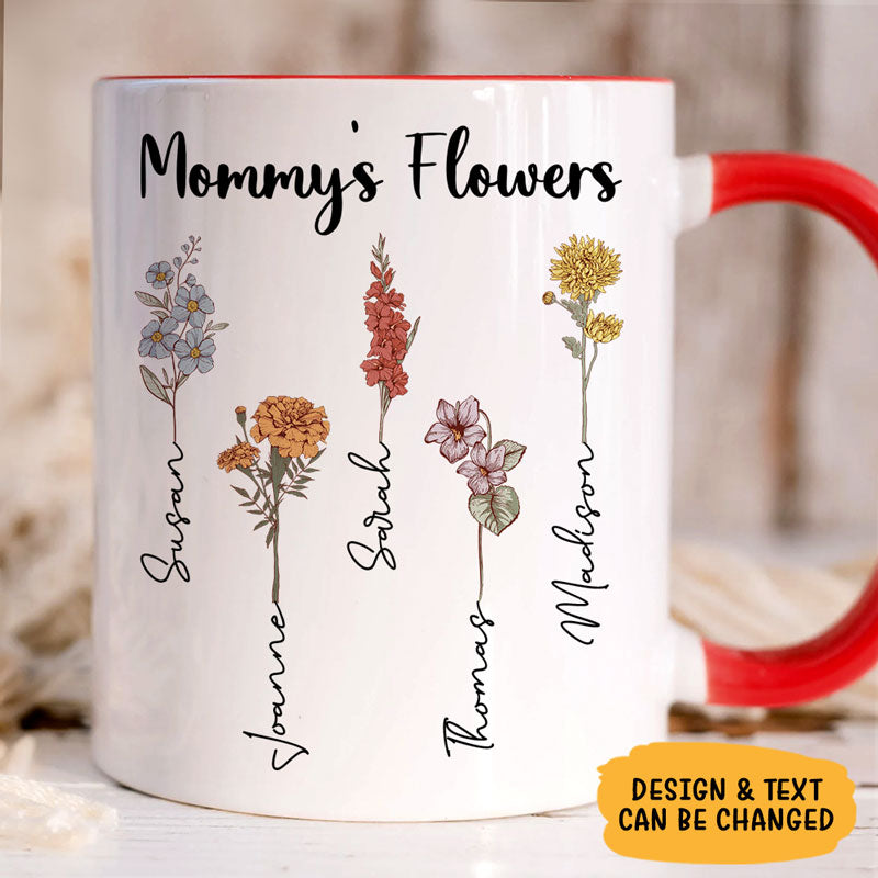 Flower Garden, Personalized Accent Mug, Birthday Gift, Mother's Day Gifts