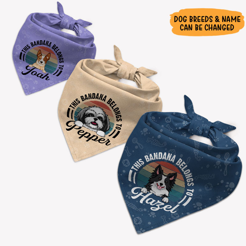 This Bandana Belongs To, Personalized Bandana, Custom Dog Lovers Gifts, Custom Photo