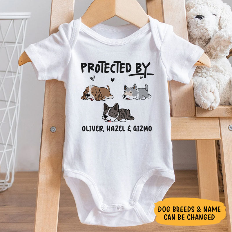 Protected By Sleeping Dog, Personalized Baby Clothes, Custom Baby Onesies, Baby Shower Gifts