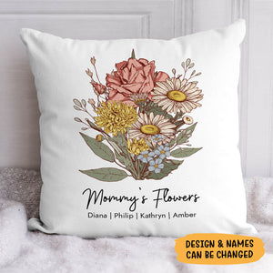 Custom Flower Bouquet, Personalized Pillow, Birthday Gift, Mother's Day Gift ( Insert Included)