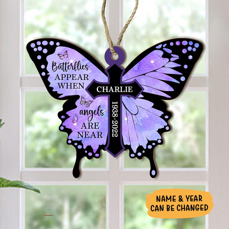 Butterflies Appear, Personalized Suncatcher Ornament, Car Hanger Memorial Gifts