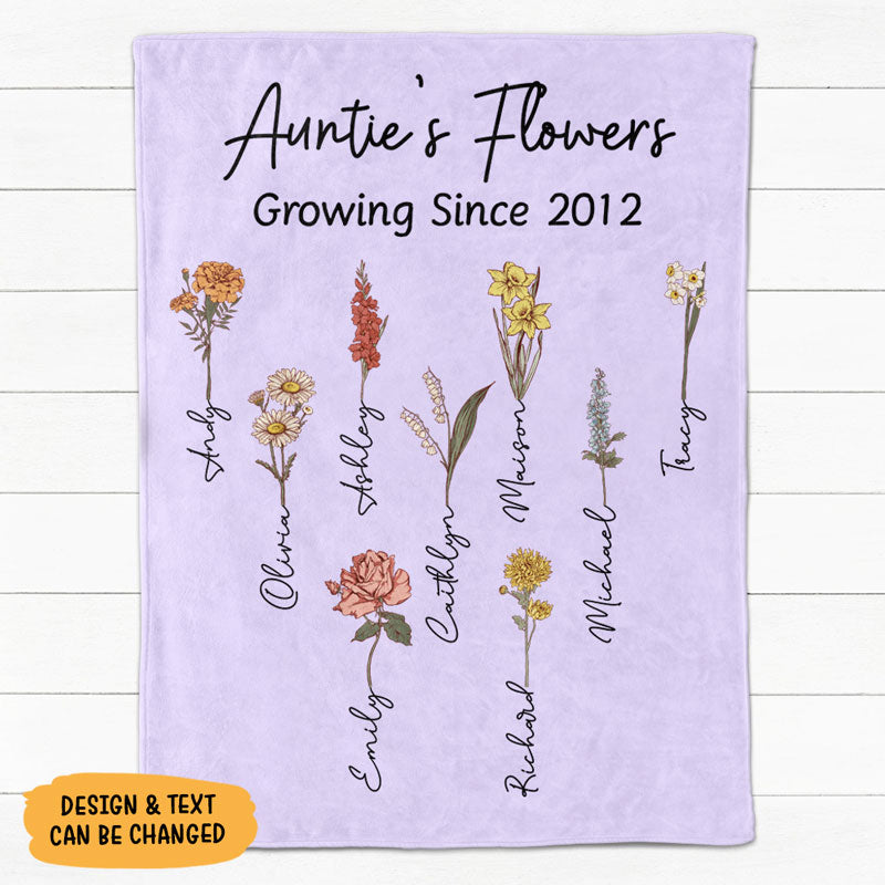 Flower Garden, Personalized Floral Blanket, Birthday Gift, Mother's Day Gifts