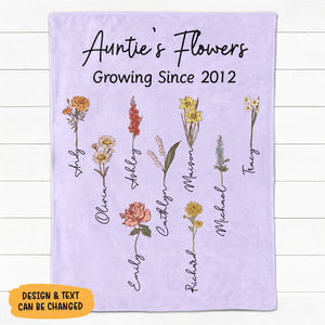 Flower Garden, Personalized Floral Blanket, Birthday Gift, Mother's Day Gifts