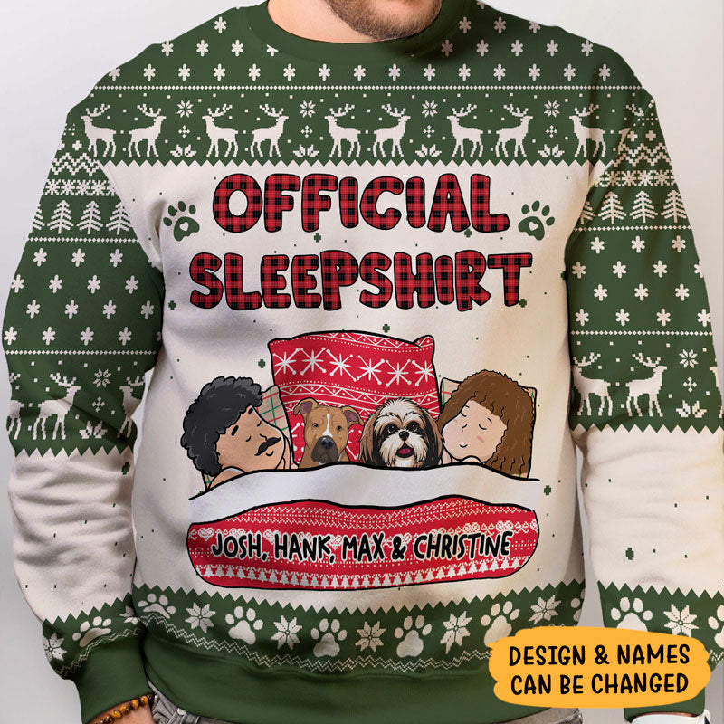 Official Sleepshirt Couple, Personalized All-Over-Print Sweater, Ugly Sweater, Gift For Dog Lovers