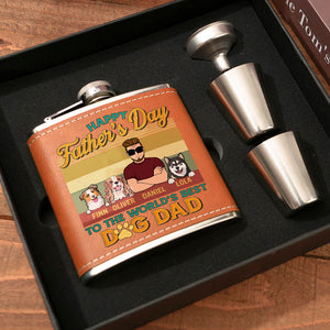 To The World's Best Dog Dad, Personalized Leather Flask, Father's Day Gifts