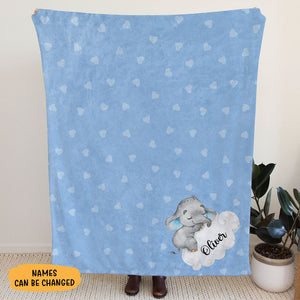 Baby Elephant Blanket, Personalized Baby Blanket, Baby Shower Gift, Newborn Gift