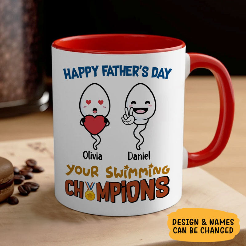 Happy Father's Day Your Swimming Champion, Personalized Mug, Father's Day Gift